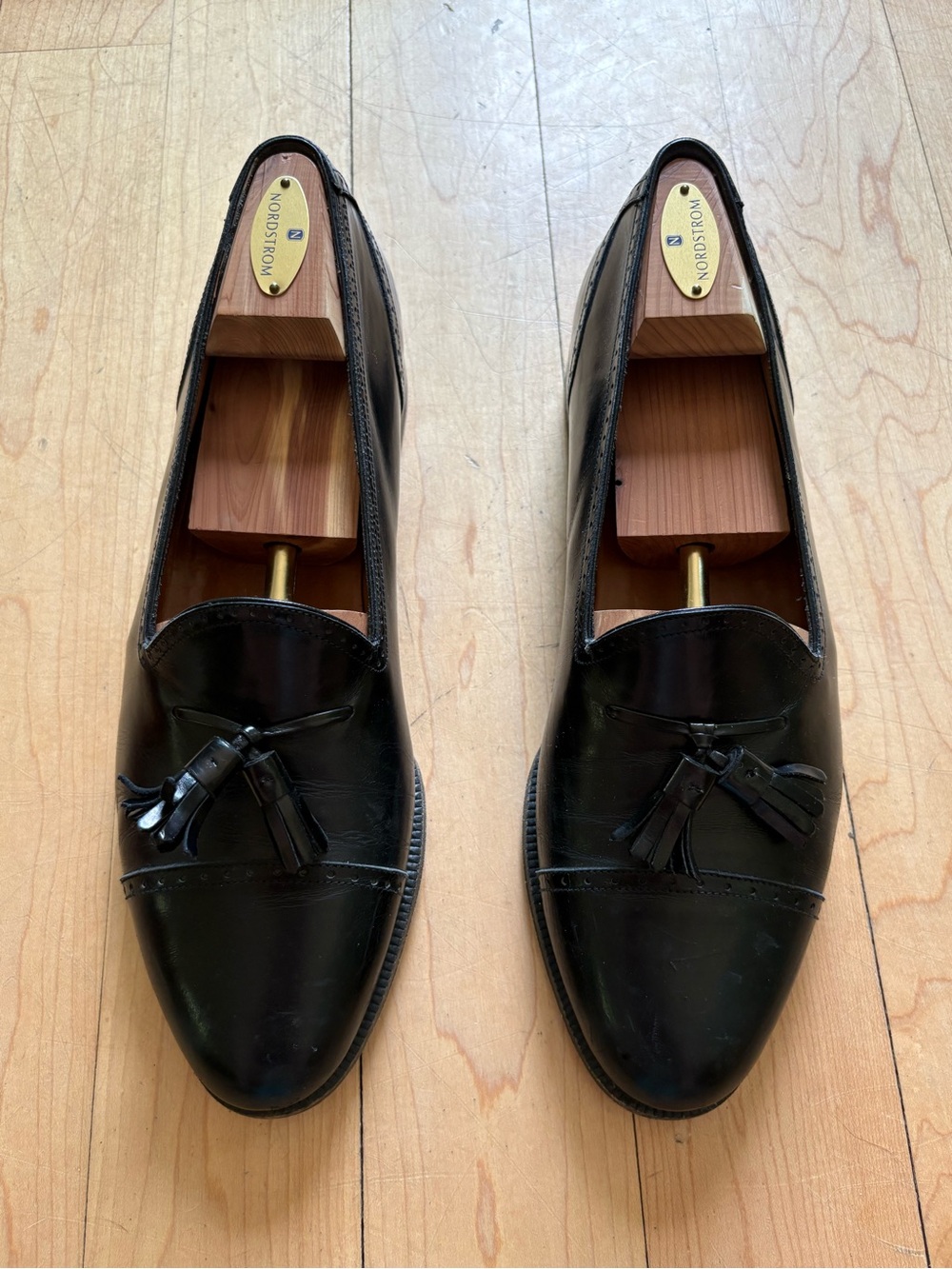 Salvatore Ferragamo Black Leather Tassel Loafers
